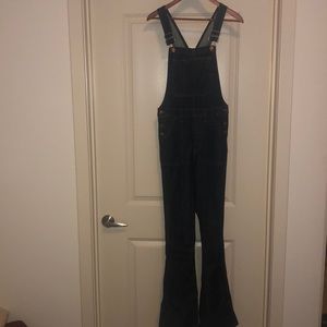 Denim flare overalls